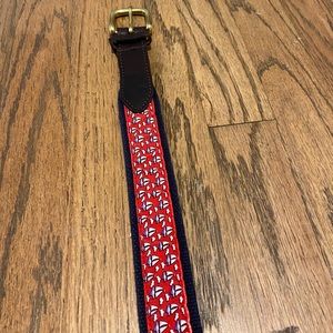 Vineyard Vines Red Navy Anchor Pattern Belt